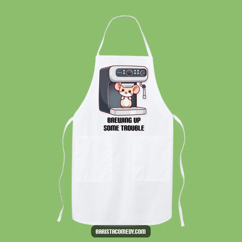 Funny Mouse Peeking Barista Apron: A Humorous Kitchen Accessory for Coffee Lovers