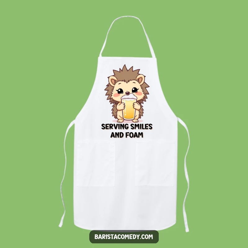 Funny Hedgehog Barista Apron: Cheerful Kitchen Accessory for Coffee Lovers