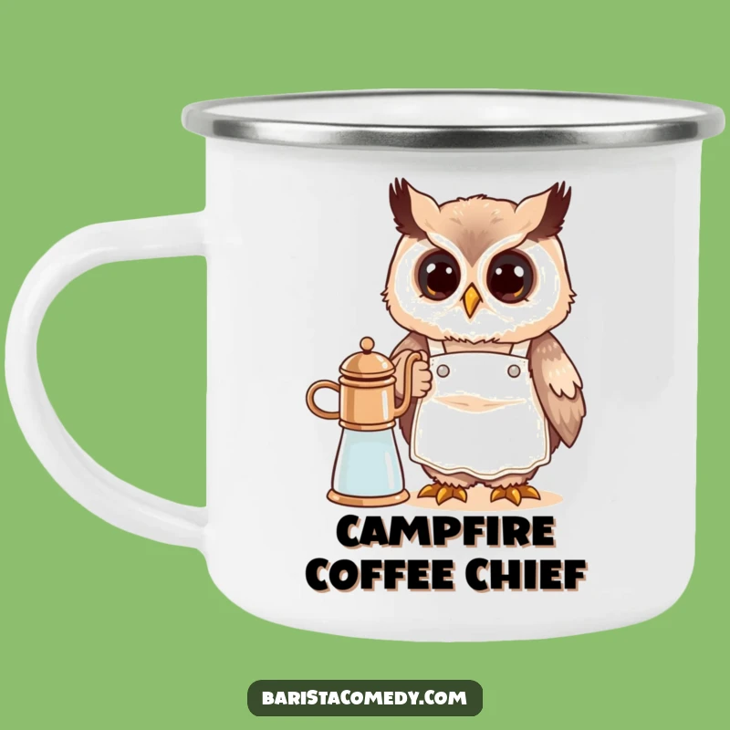 Funny Cute Owl Barista Camping Mug: Adventure & Coffee Gift!