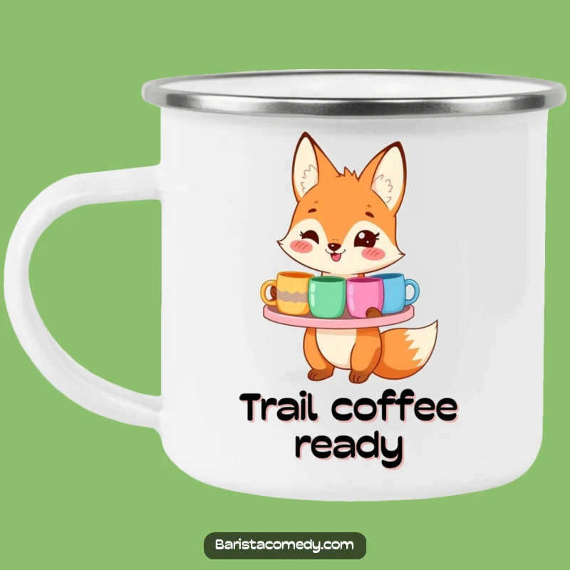 Funny Smiling Fox Camping Mug: Adventure Fuelled by Coffee Gift!