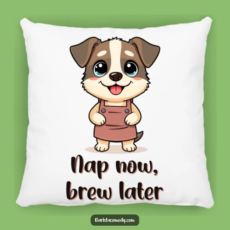 Funny Dog Barista Pillow: Cozy Comfort with a Hilarious Coffee-Themed Design