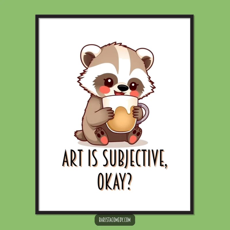 Funny Badger Latte Art Digital Art: Instant Hilarious Decor for Coffee Lovers