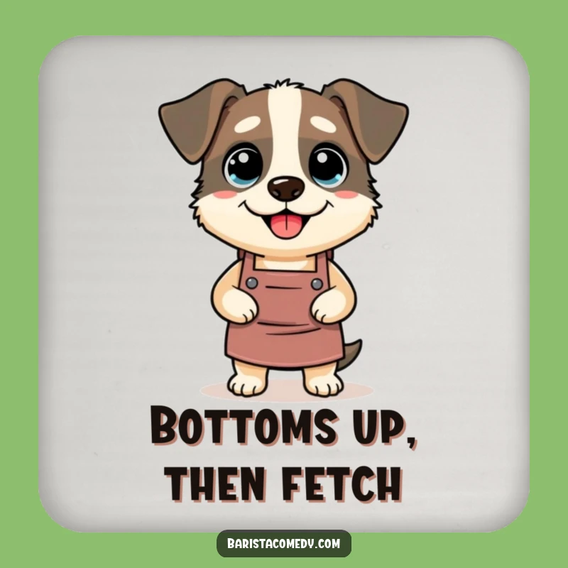 Funny Dog Barista Drink Coaster: Protect Surfaces with Humorous Coffee Art