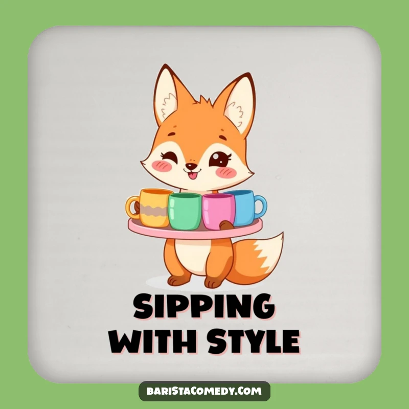 Funny Smiling Fox Drink Coaster: Protect Surfaces with Style!