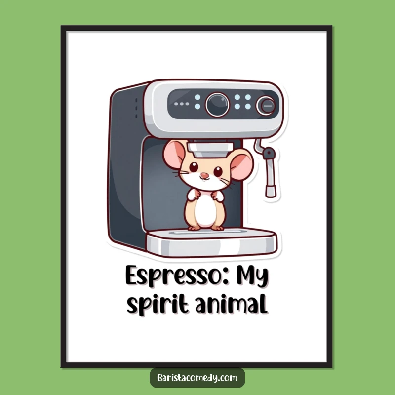 Funny Mouse Peeking Poster: Whimsical Wall Art for Coffee Enthusiasts and Humor Lovers
