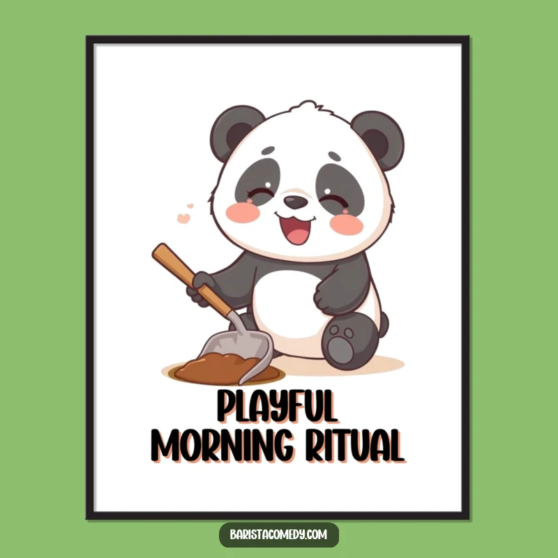 Funny Giggling Panda Poster: Hilarious Coffee Art Gift!