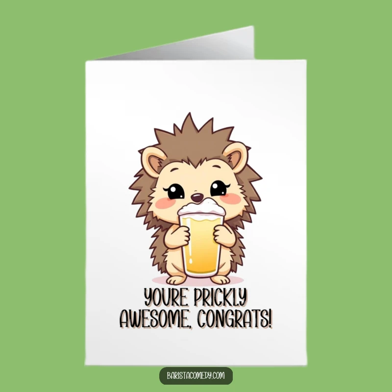 Free Printable Hedgehog Congrats Card - Brew-tiful Success Downloadable Gift
